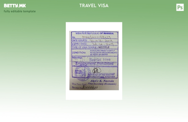 Шаблон за виза за печат на Намибија во модерен стил